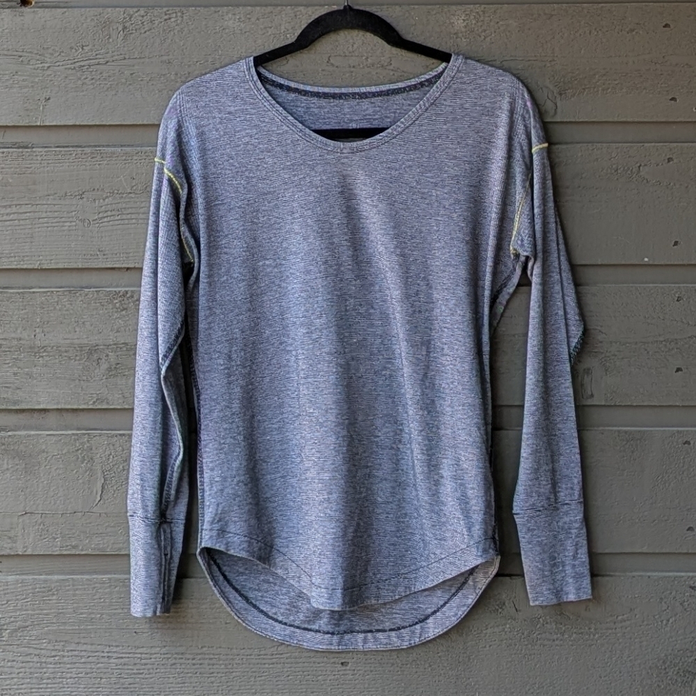 Lululemon Weekend Long Sleeve Black White Mini Stripe Size 4
